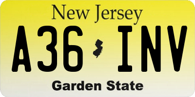 NJ license plate A36INV