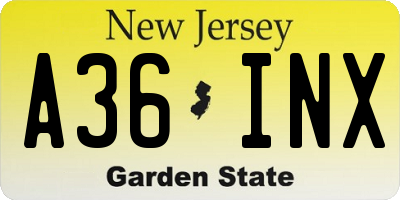 NJ license plate A36INX