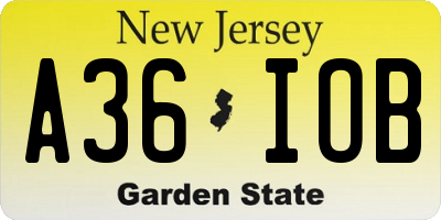 NJ license plate A36IOB