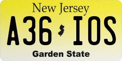 NJ license plate A36IOS