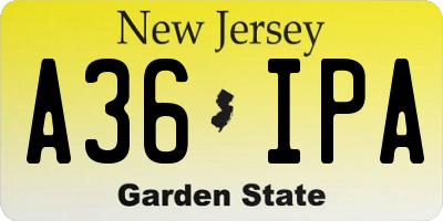 NJ license plate A36IPA
