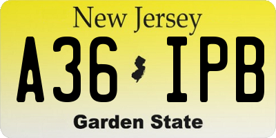 NJ license plate A36IPB