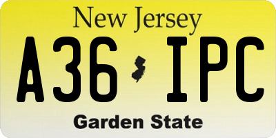 NJ license plate A36IPC