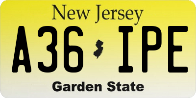 NJ license plate A36IPE