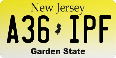 NJ license plate A36IPF