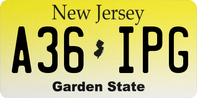 NJ license plate A36IPG