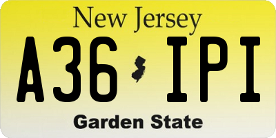 NJ license plate A36IPI