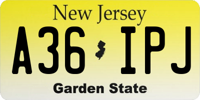NJ license plate A36IPJ