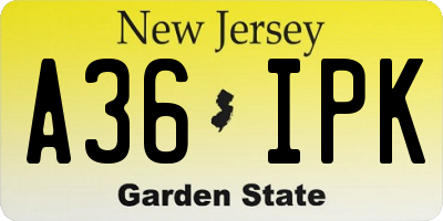 NJ license plate A36IPK