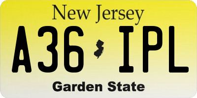 NJ license plate A36IPL