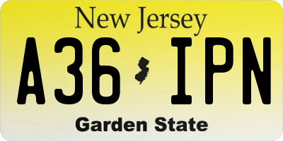 NJ license plate A36IPN