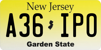 NJ license plate A36IPO