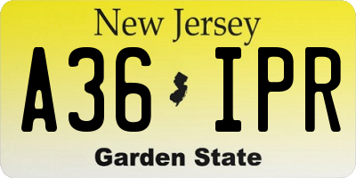 NJ license plate A36IPR