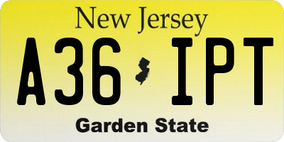 NJ license plate A36IPT