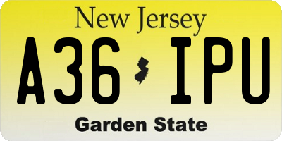 NJ license plate A36IPU