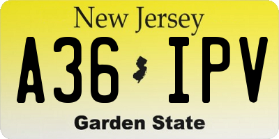 NJ license plate A36IPV