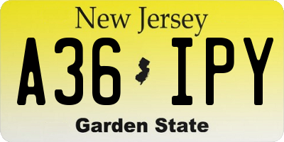 NJ license plate A36IPY