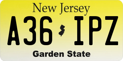 NJ license plate A36IPZ