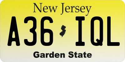 NJ license plate A36IQL