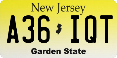 NJ license plate A36IQT