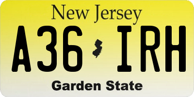 NJ license plate A36IRH