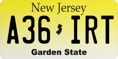 NJ license plate A36IRT