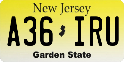 NJ license plate A36IRU