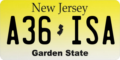 NJ license plate A36ISA