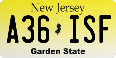 NJ license plate A36ISF