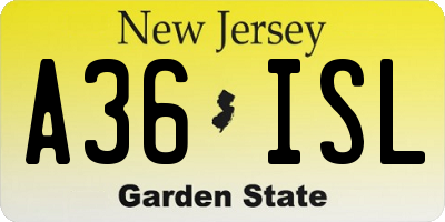 NJ license plate A36ISL