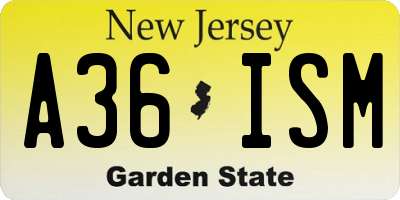 NJ license plate A36ISM