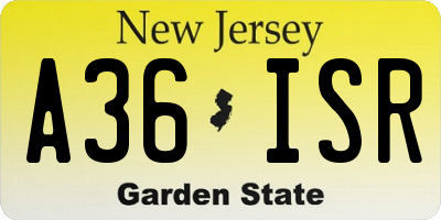 NJ license plate A36ISR