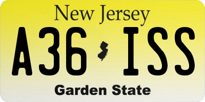 NJ license plate A36ISS