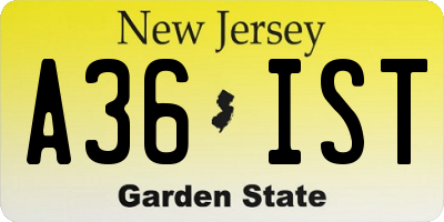 NJ license plate A36IST