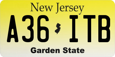NJ license plate A36ITB
