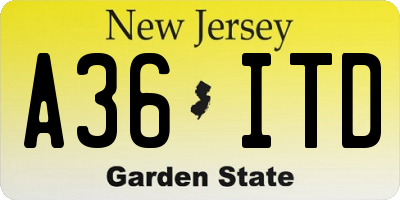 NJ license plate A36ITD