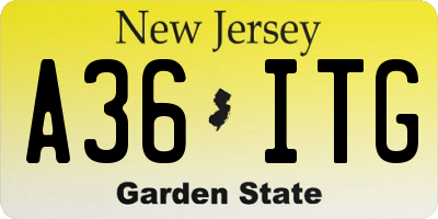 NJ license plate A36ITG