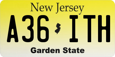 NJ license plate A36ITH