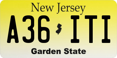 NJ license plate A36ITI