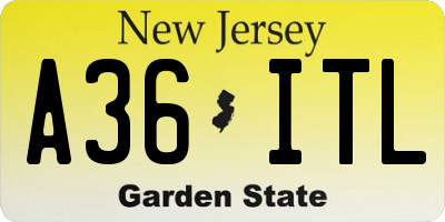 NJ license plate A36ITL