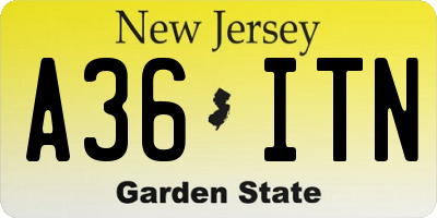 NJ license plate A36ITN