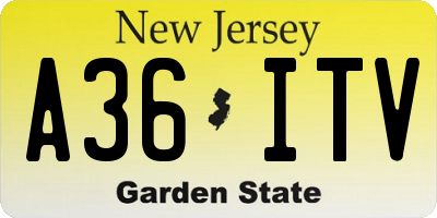 NJ license plate A36ITV