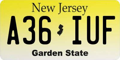 NJ license plate A36IUF