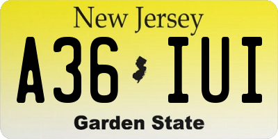 NJ license plate A36IUI