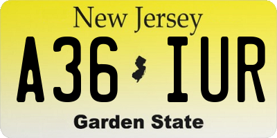 NJ license plate A36IUR