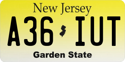 NJ license plate A36IUT