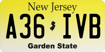 NJ license plate A36IVB