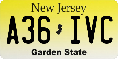 NJ license plate A36IVC