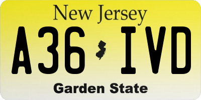 NJ license plate A36IVD