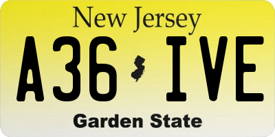 NJ license plate A36IVE